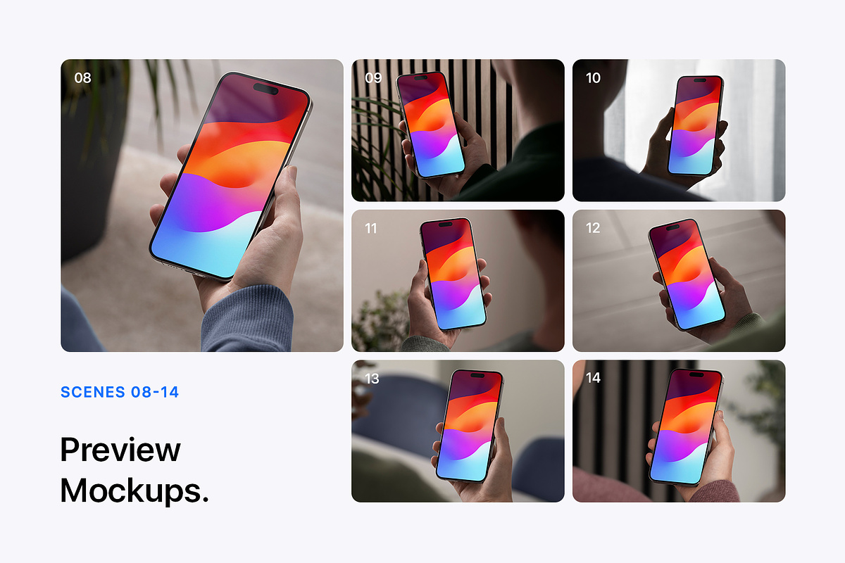 15款高清极简手持iPhone 15 Pro屏幕界面UI设计APP页面作品集展示PSD样机套装15 iPhone 15 Pro In Hand Mockups . 第2张