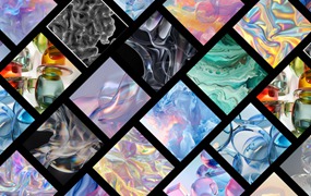 100款抽象艺术AI智能生成玻璃金属流体液体全息渐变背景壁纸图片纹理设计套装Luxe 100 AI-generated backgrounds