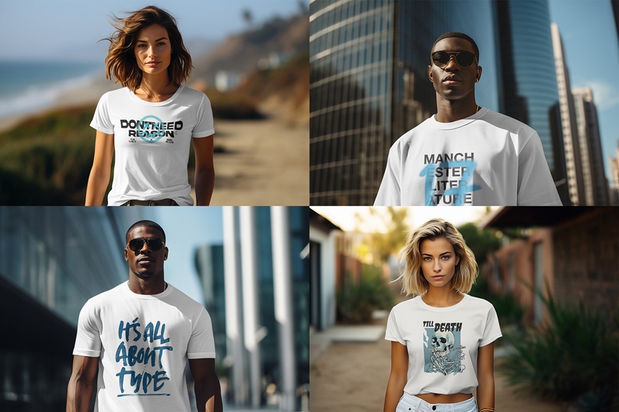 18款城市都市模特穿搭T恤短袖服装印花设计展示PSD样机T-Shirt Mockup Stylish Models . 第5张