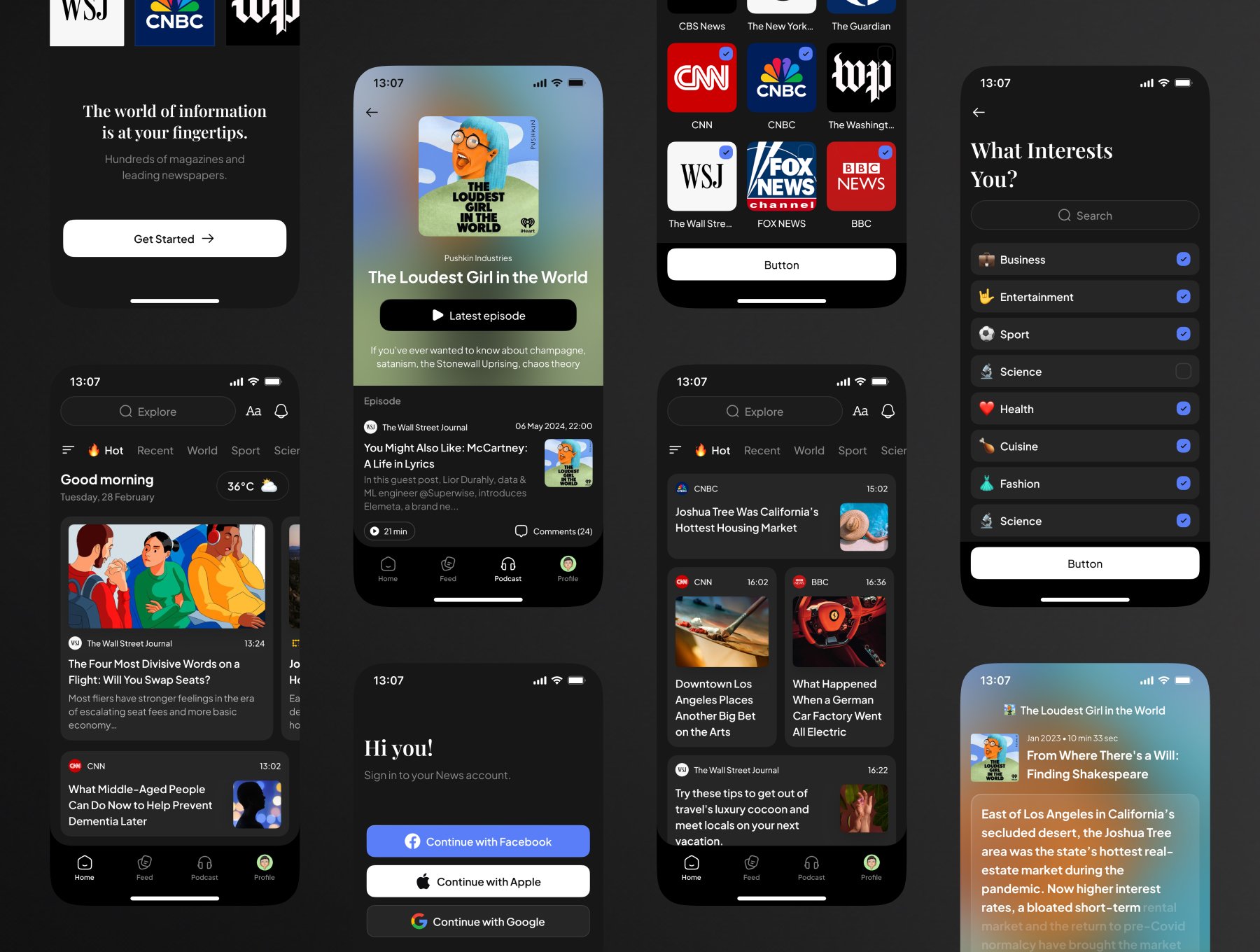 60页现代极简新闻博客消息文章报道APP移动应用程序页面UI设计套件News Podcast App UI Kit . 第10张