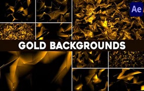 AE模板-10种破碎玻璃变化金色闪烁背景视频素材动画 Gold Backgrounds for After Effects