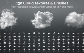 Photoshop云朵白云灰尘烟雾PS笔刷2K分辨率透明云朵白云设计素材