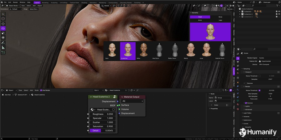 Blender插件：一键生成真实人体面部身体手脚皮肤着色器插件预设 Humanify + 视频教程 , 第6张