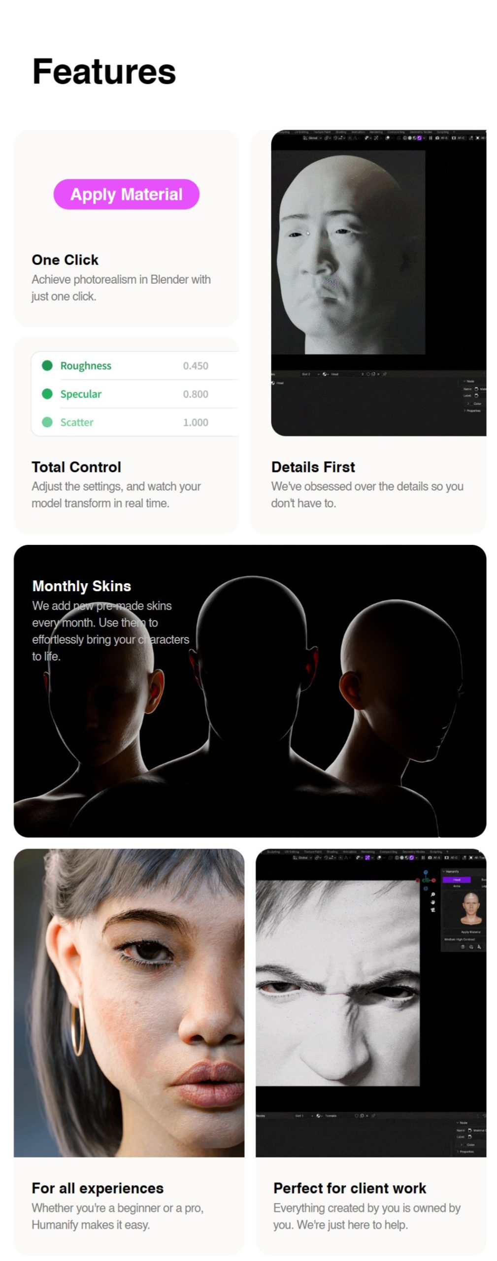 Blender插件：一键生成真实人体面部身体手脚皮肤着色器插件预设 Humanify + 视频教程 , 第12张