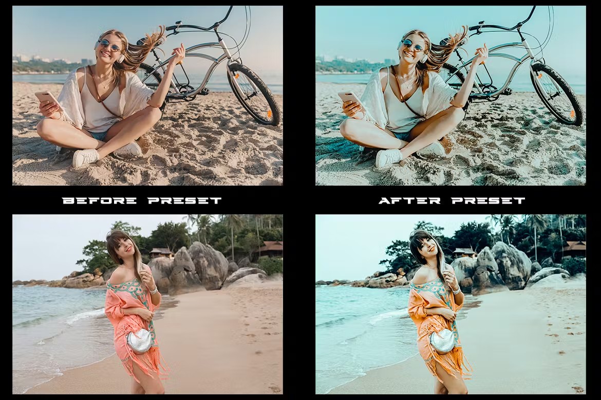 海滩天堂沿海冲浪旅拍摄影后期调色Lightroom预设 Beach Style 4 Lightroom Presets für Mobilgeräte und Desktops 插件预设 第2张