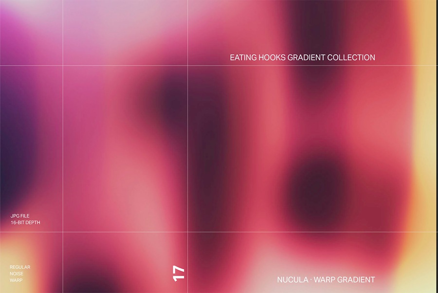 54款现代抽象艺术弥散光渐变颗粒噪点扭曲背景纹理图片壁纸设计套装Eating Hooks Gradient Collection , 第13张