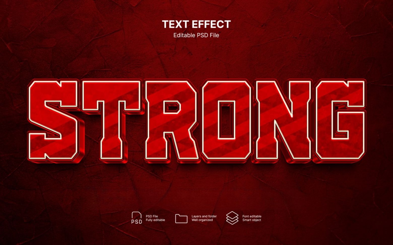 10款3D立体金属镀铬工业风文本标题logo徽标特效PSD样机套装Strong text effect set , 第6张