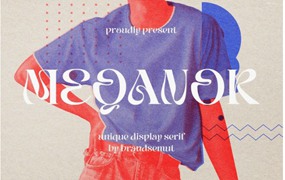 现代优雅酸性逆反差徽标品牌杂志产品海报标题设计PSAI衬线字体 Meqanor