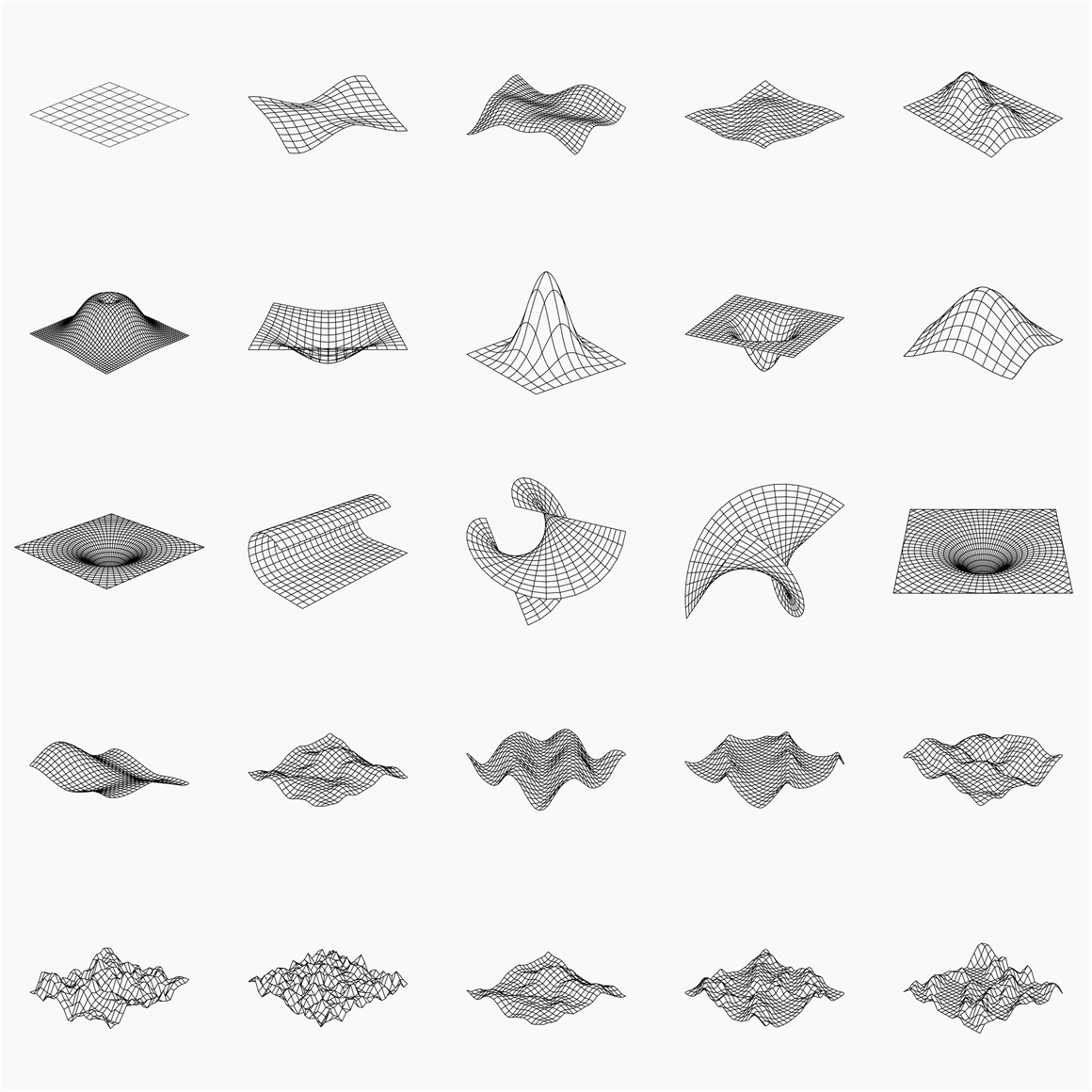 LS.GRAPHICS 350多款未来赛博朋克科幻酸性点线面3d立体几何构成抽象机能图形设计素材 350+ Abstract Contours Shapes 图片素材 第16张