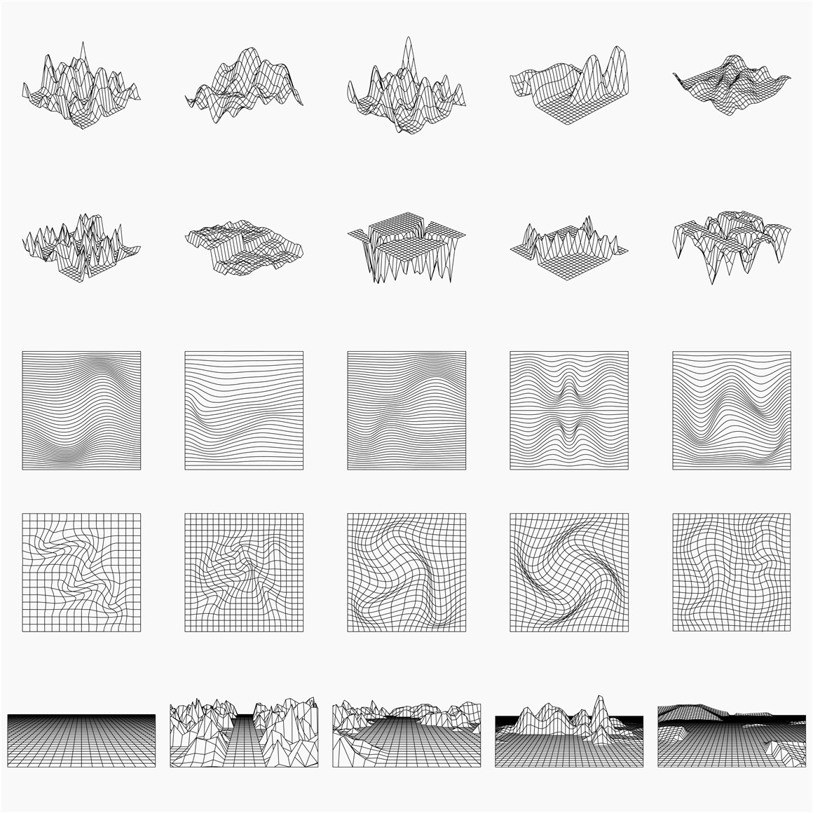LS.GRAPHICS 350多款未来赛博朋克科幻酸性点线面3d立体几何构成抽象机能图形设计素材 350+ Abstract Contours Shapes 图片素材 第17张