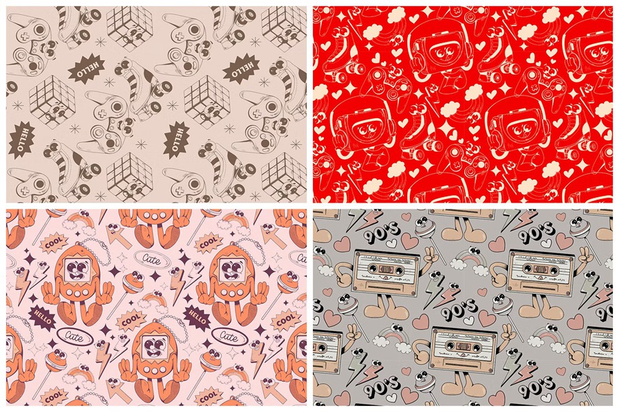 20种手绘复古壁纸社交媒体帐户墙面艺术包装纸织物无缝图案系列 Patterns Whimsical Collection , 第2张
