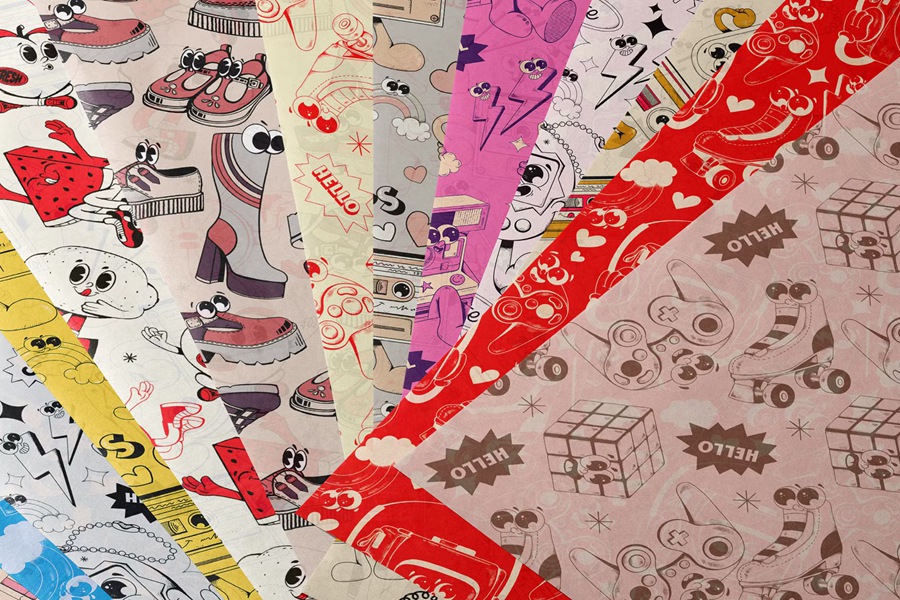 20种手绘复古壁纸社交媒体帐户墙面艺术包装纸织物无缝图案系列 Patterns Whimsical Collection , 第6张