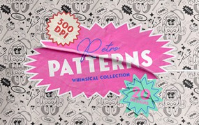 20种手绘复古壁纸社交媒体帐户墙面艺术包装纸织物无缝图案系列 Patterns Whimsical Collection