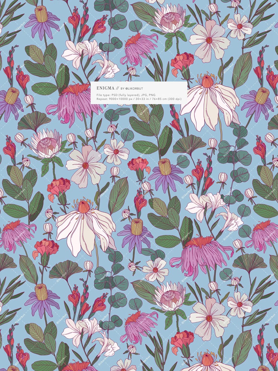 高品质植物花卉图形套装自然图案图形装饰家居纺织品、墙纸、包装、设计时装系列 Enigma. Floral Pattern and Graphics , 第2张
