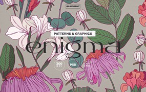 高品质植物花卉图形套装自然图案图形装饰家居纺织品、墙纸、包装、设计时装系列 Enigma. Floral Pattern and Graphics