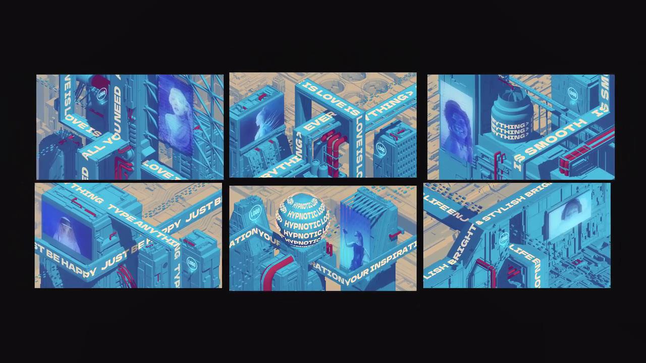 6款现代3D立体城市建筑大屏幕动画滚动AE排版设计模板Typography City Loops , 第1张