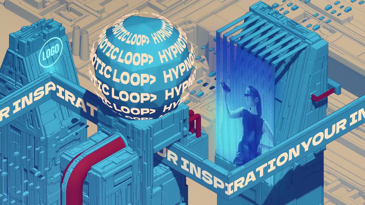 6款现代3D立体城市建筑大屏幕动画滚动AE排版设计模板Typography City Loops , 第6张