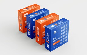 正方形长方矩形产品包装纸盒礼盒VI展示贴图PS样机模板设计素材