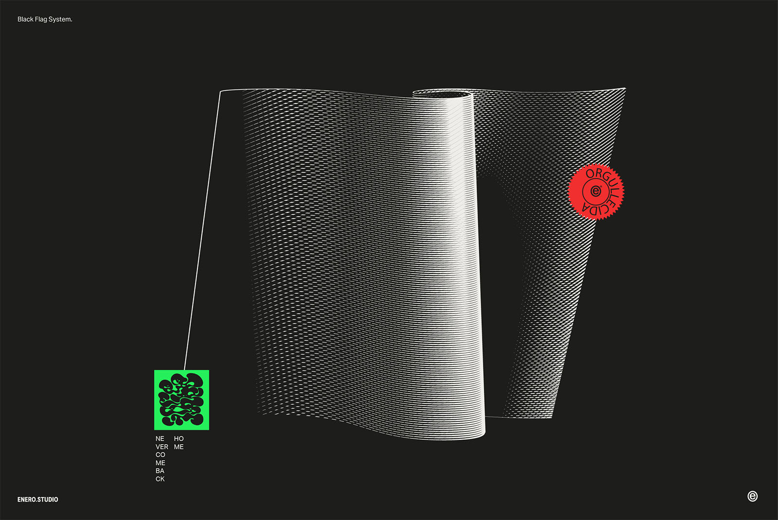 30款3D立体抽象艺术波浪线条网格旗帜AI矢量插画插图图形海报背景设计套装Black Flag Vector Pack , 第7张