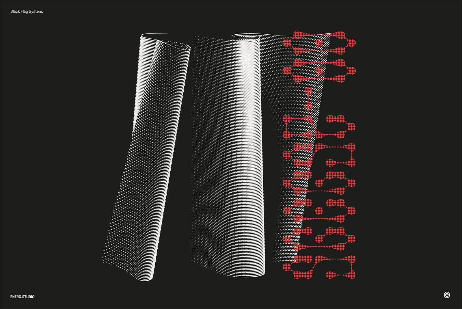30款3D立体抽象艺术波浪线条网格旗帜AI矢量插画插图图形海报背景设计套装Black Flag Vector Pack , 第10张
