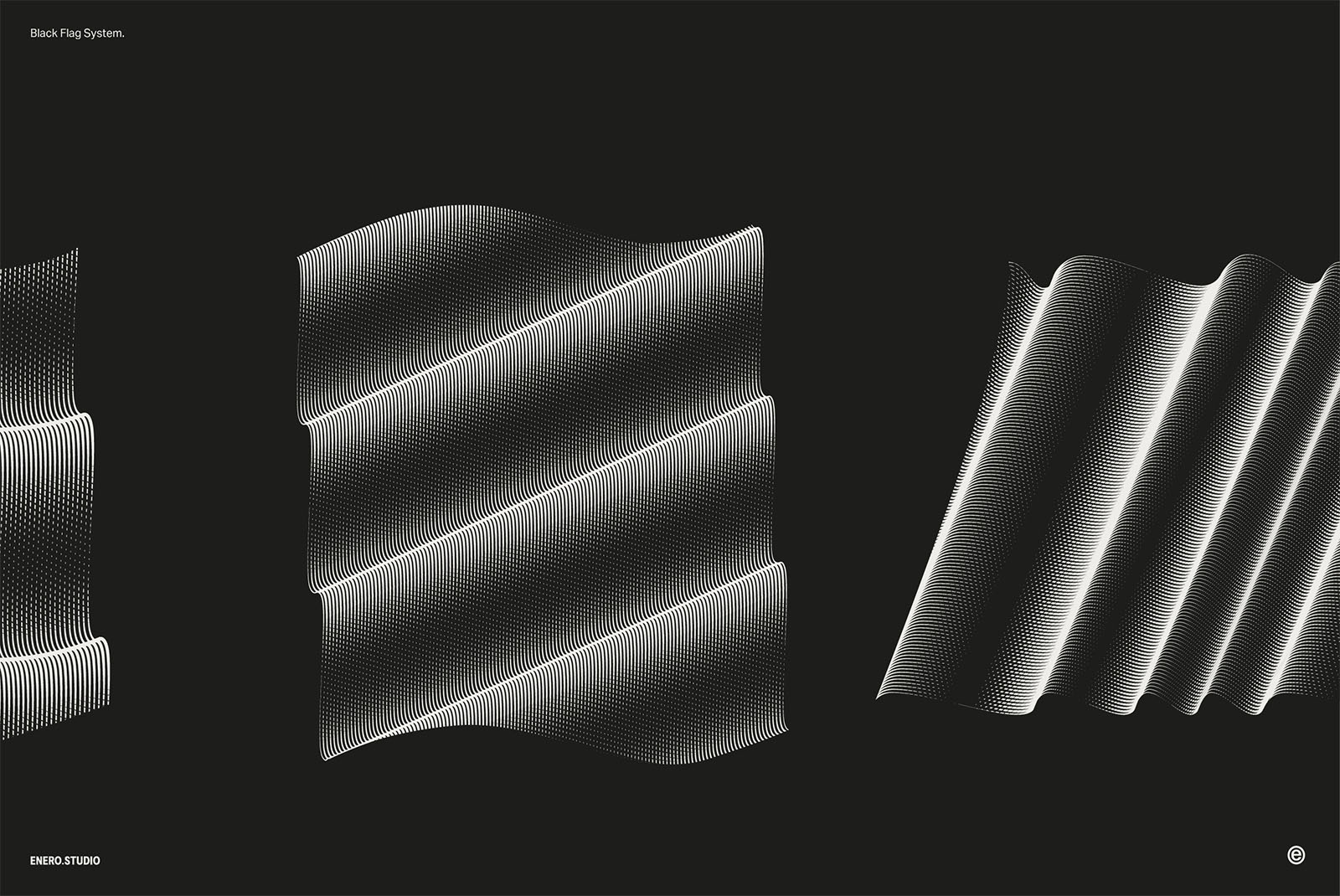 30款3D立体抽象艺术波浪线条网格旗帜AI矢量插画插图图形海报背景设计套装Black Flag Vector Pack , 第15张