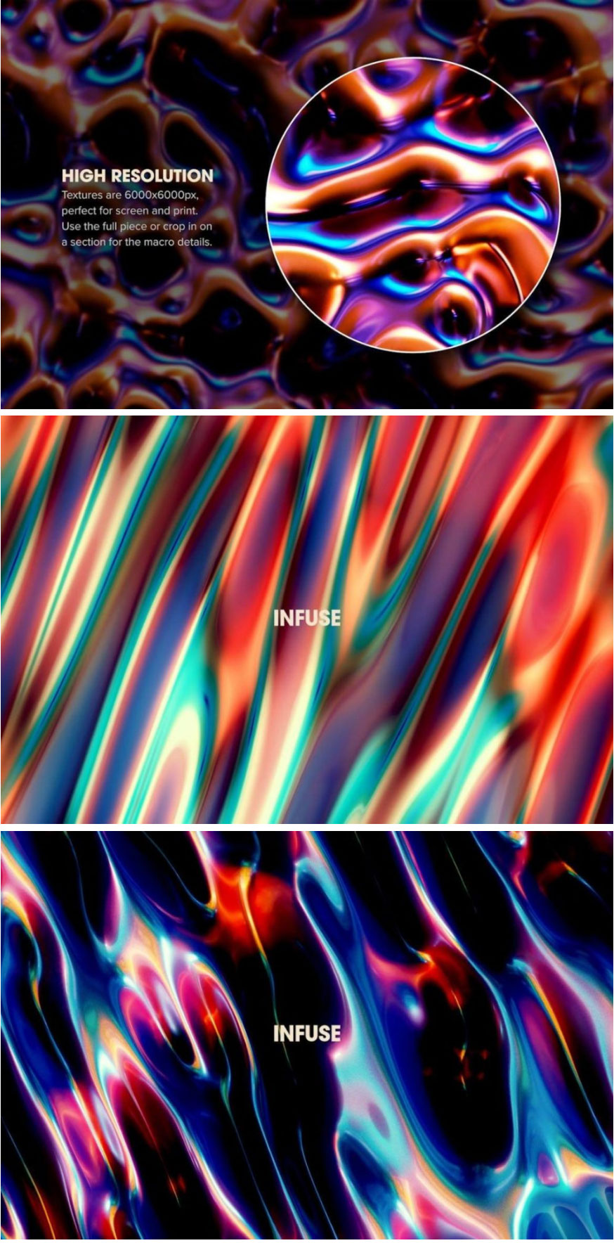 15款6K高清抽象多彩3D金属科幻波纹纹理PNG格式背景图片设计素材 Infuse , 第2张