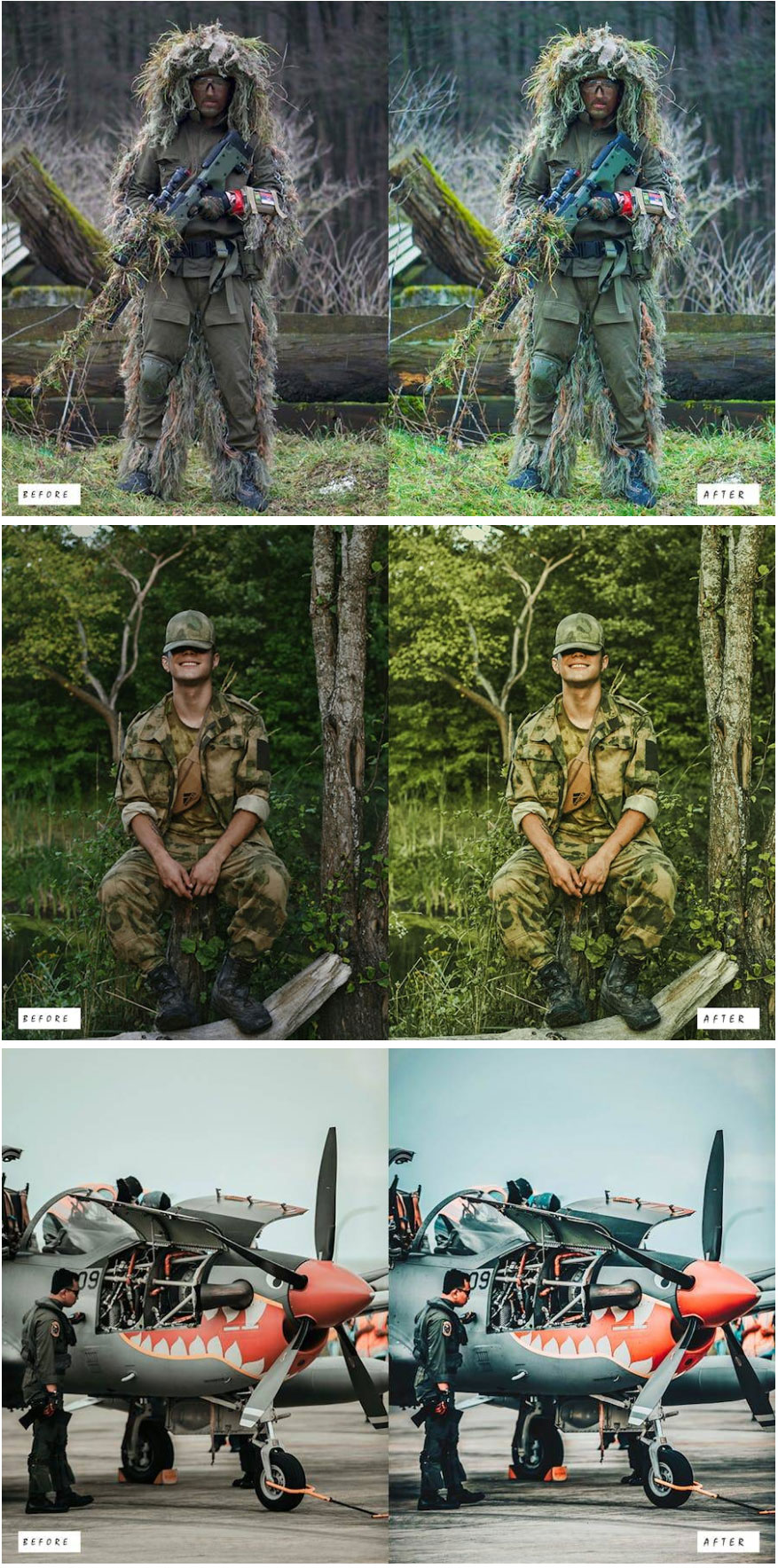 10组复古怀旧军事电影婚礼博主摄影照片Lightroom调色预设 10 Military Lightroom Presets 插件预设 第3张