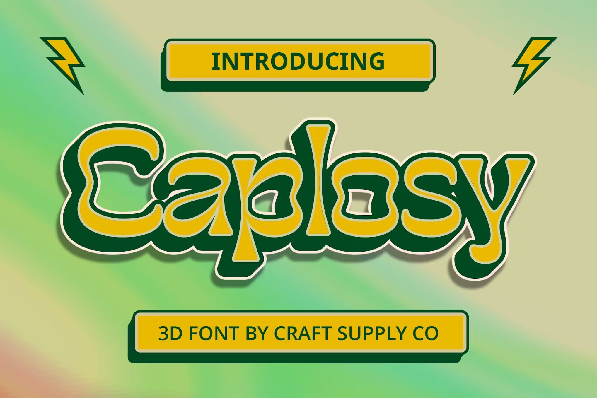 时尚3D效果杂志海报徽标设计装饰英文字体安装包 Caplosy 3D Font , 第1张