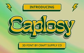 时尚3D效果杂志海报徽标设计装饰英文字体安装包 Caplosy 3D Font