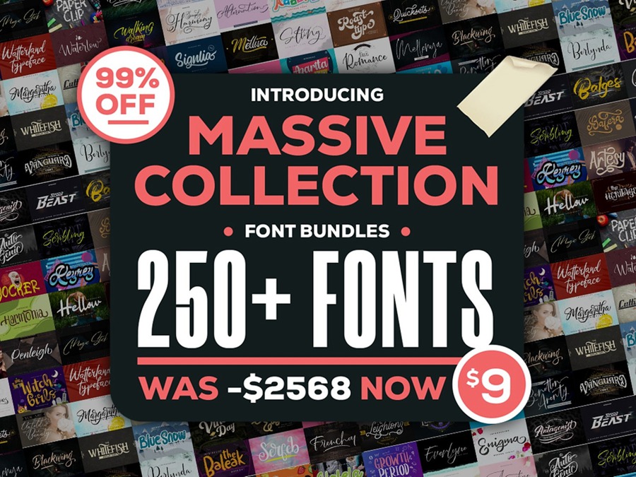 字体-250种海量英文字体集合 包含书法 衬线 无衬线 卡通 手写等字体 Massive-Collection-Fonts-Bundle , 第1张