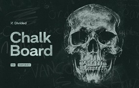 复古颗粒黑白粉笔黑板涂鸦照片转手绘特效PSD样机Chalk Board Effect