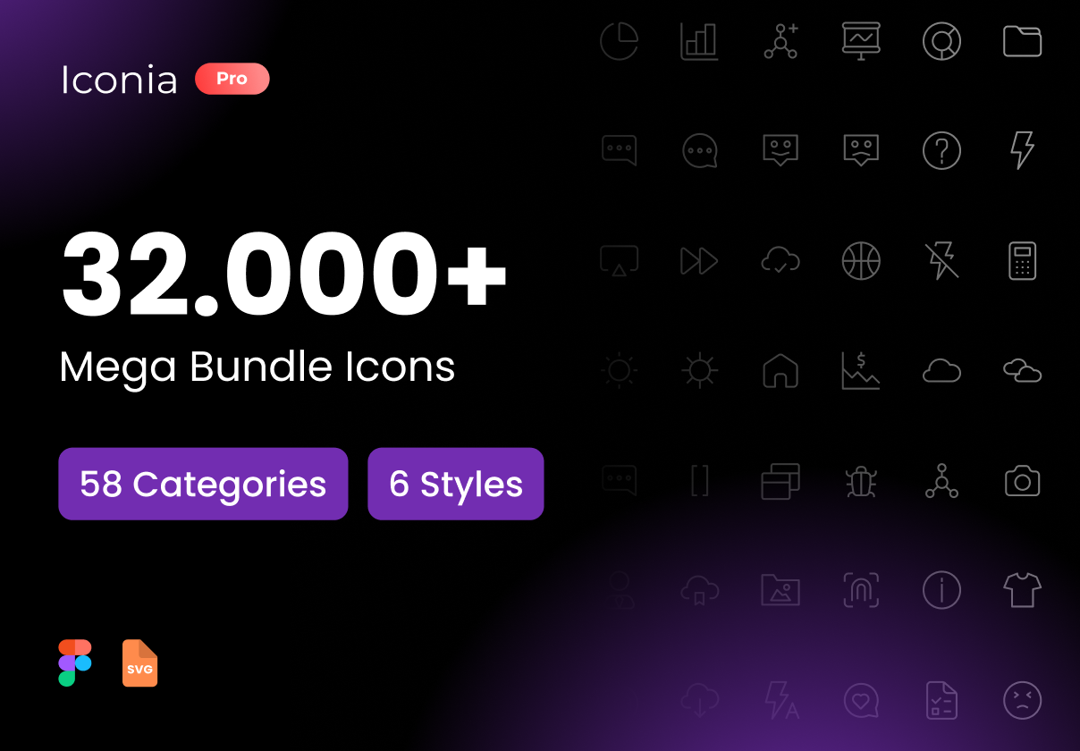 32000+款时尚多种类网站APP界面设计Figma矢量线稿图标Icons设计素材 Iconia Premium Icons Pack , 第1张