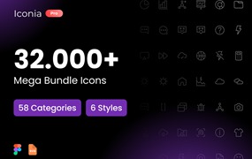 32000+款时尚多种类网站APP界面设计Figma矢量线稿图标Icons设计素材 Iconia Premium Icons Pack