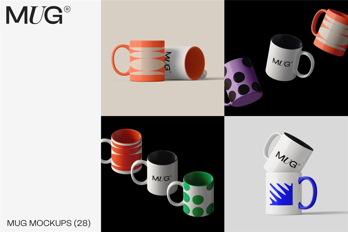 28款高级品牌vi设计文创马克杯礼品陶瓷杯子展示ps智能贴图样机模板素材 (28 PSD) Mug mockups creator , 第1张