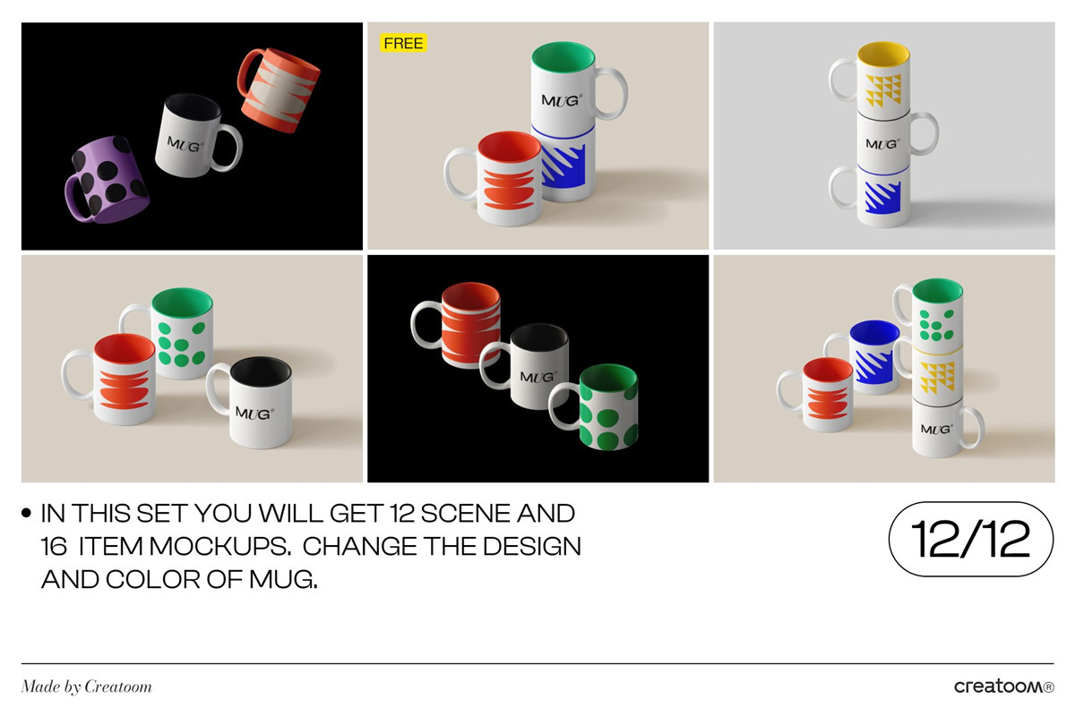 28款高级品牌vi设计文创马克杯礼品陶瓷杯子展示ps智能贴图样机模板素材 (28 PSD) Mug mockups creator , 第9张