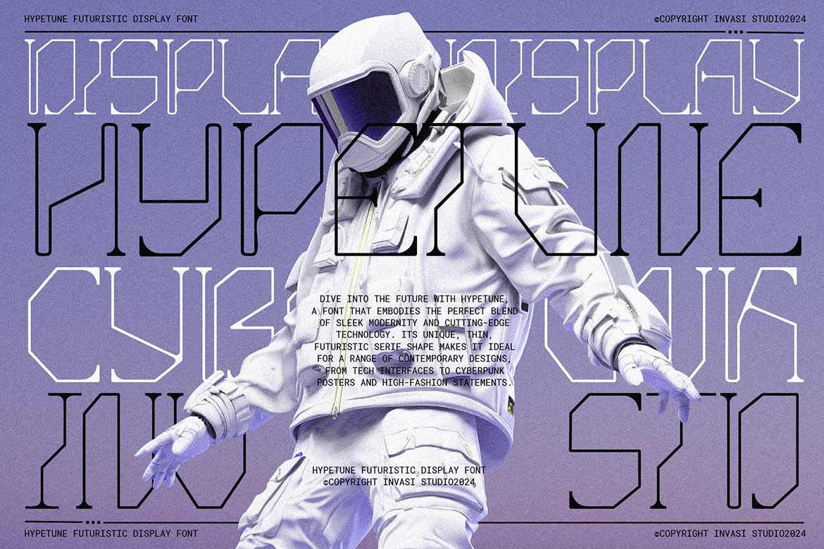 未来科幻复古赛博朋克科技网络游戏设计装饰英文字体安装包 Hypetune - Sleek Futuristic Font , 第1张