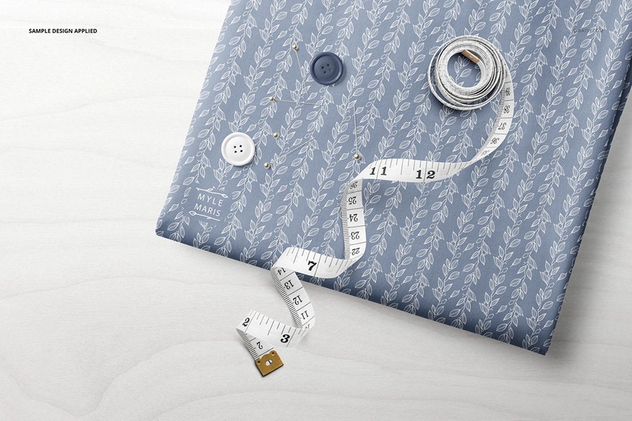 时尚折叠雪纺面料布料织物印花图案设计贴图效果PSD样机模板素材 Folded Fabrics Mockup Set (39FFv.6) , 第5张