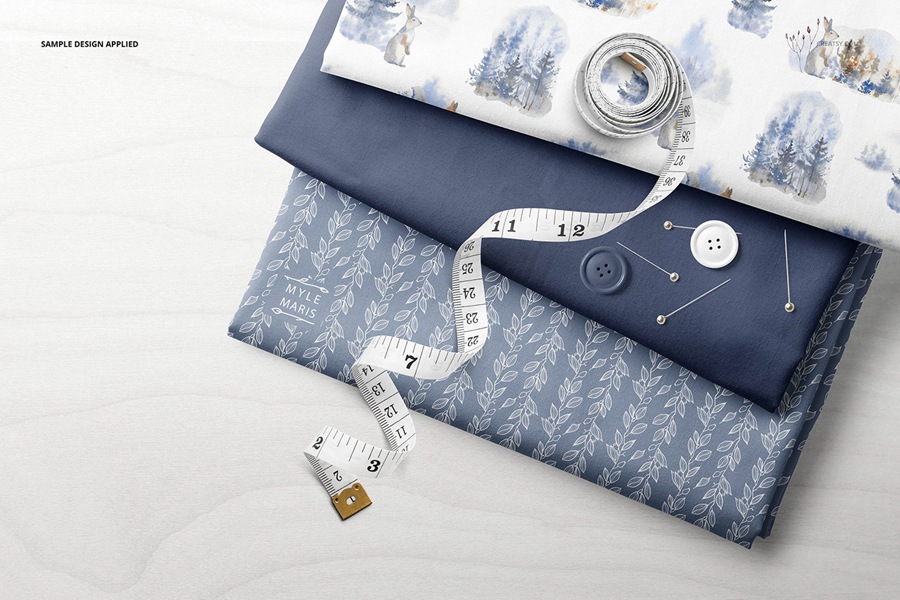 时尚折叠雪纺面料布料织物印花图案设计贴图效果PSD样机模板素材 Folded Fabrics Mockup Set (39FFv.6) , 第7张