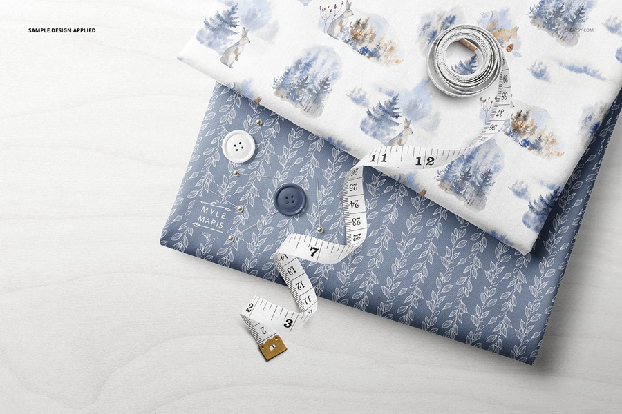 时尚折叠雪纺面料布料织物印花图案设计贴图效果PSD样机模板素材 Folded Fabrics Mockup Set (39FFv.6) , 第6张