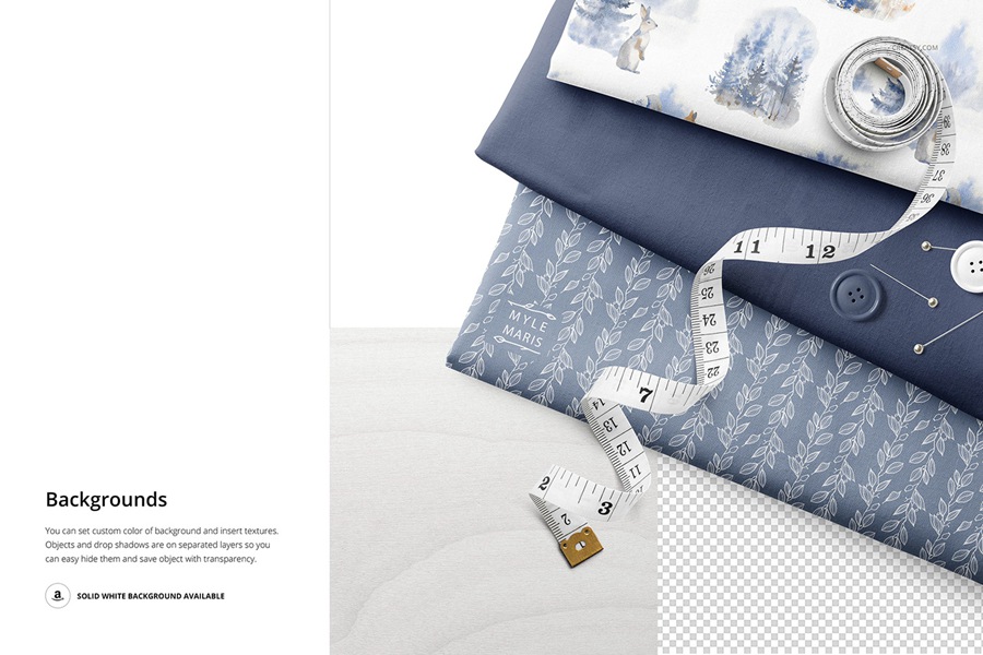 时尚折叠雪纺面料布料织物印花图案设计贴图效果PSD样机模板素材 Folded Fabrics Mockup Set (39FFv.6) , 第9张