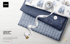 时尚折叠雪纺面料布料织物印花图案设计贴图效果PSD样机模板素材 Folded Fabrics Mockup Set (39FFv.6)