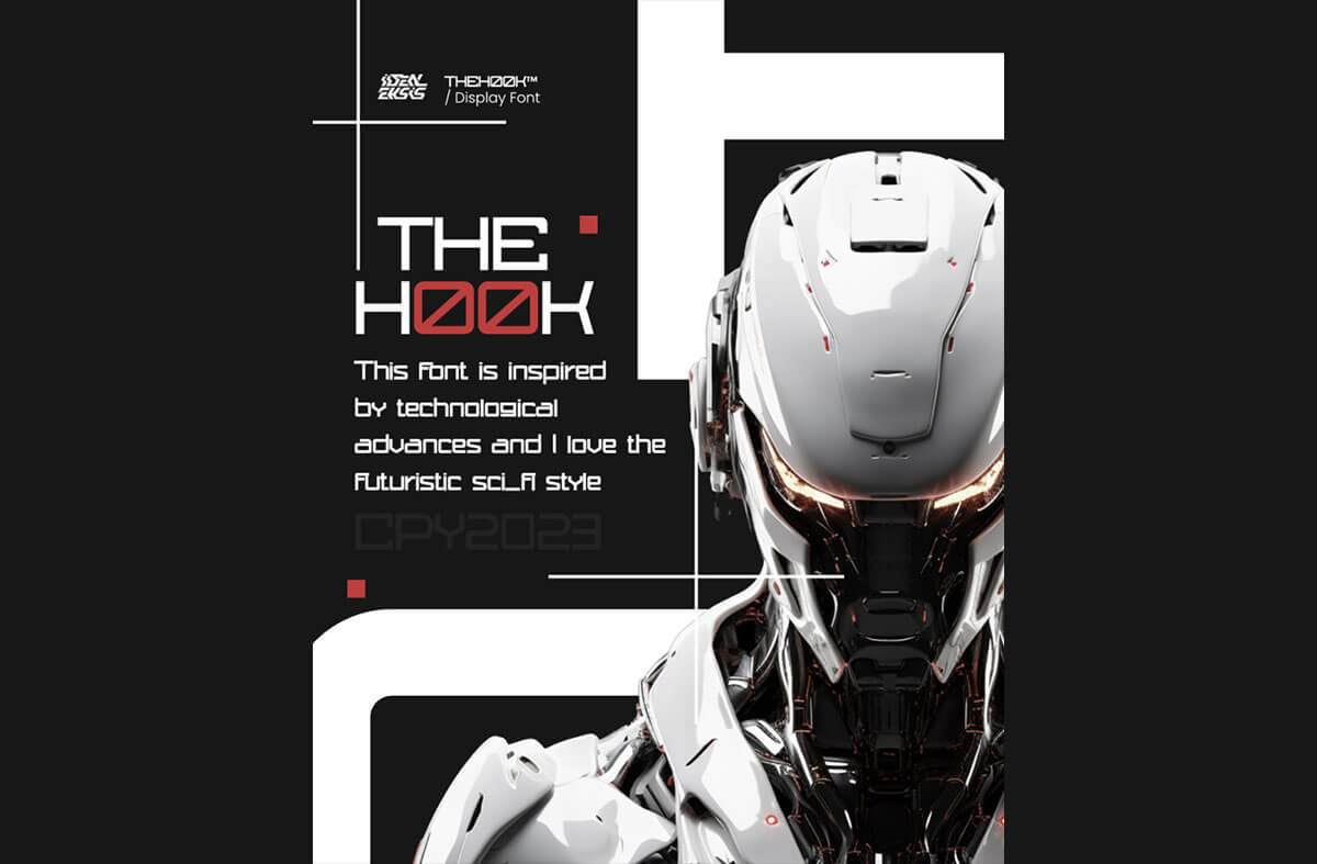 高质量未来派科幻品牌海报杂志排版设计英文字体 THEHOOK - FUTURISTIC DISPLAY FONT 设计素材 第2张
