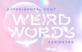潮流酸性艺术褶皱弯曲实验性设计杂志排版英文字体 Weird Words - Experimental Font