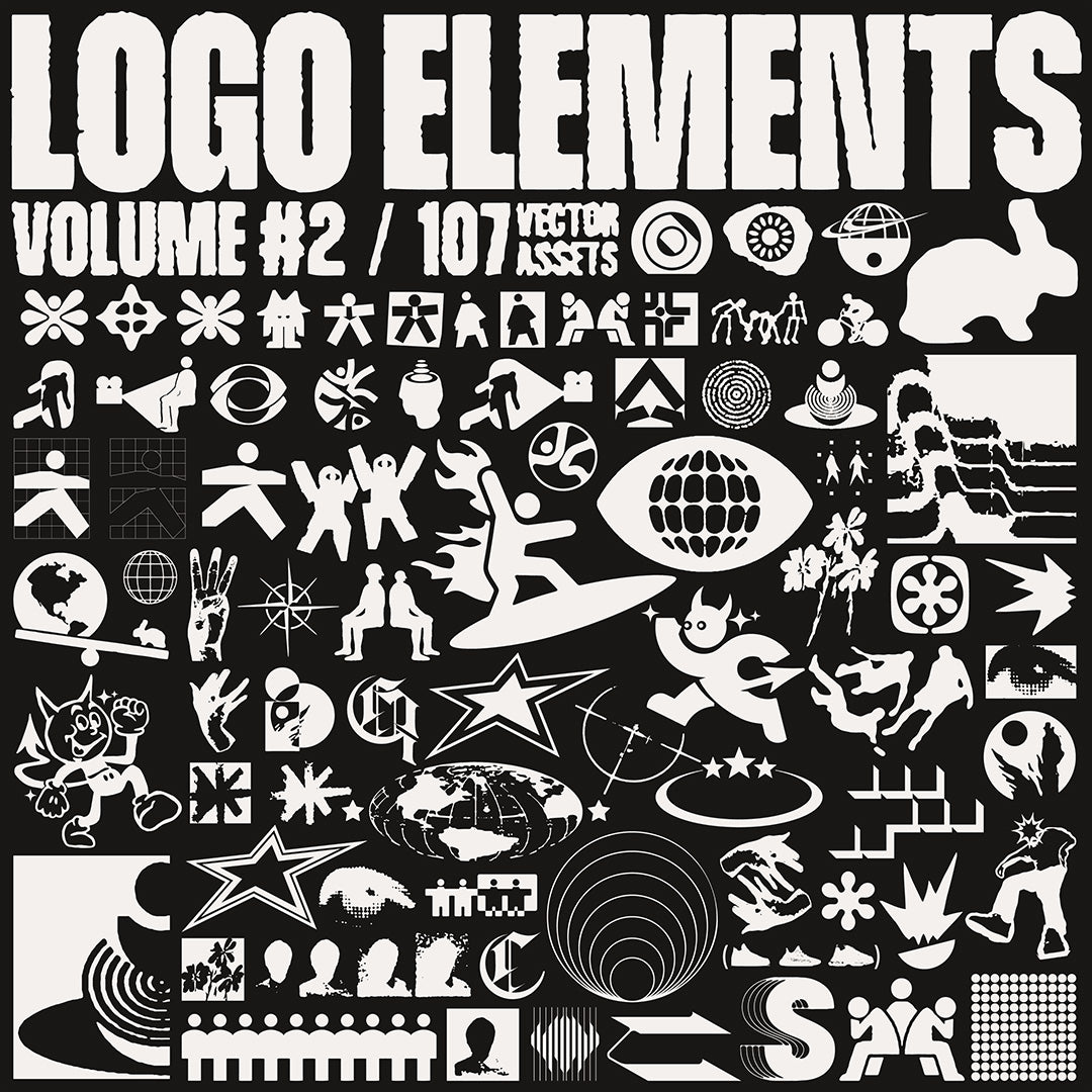 106款现代流行抽象Y2K矢量logo徽标AI图形设计套装Logo Elements Vol. 2 , 第1张