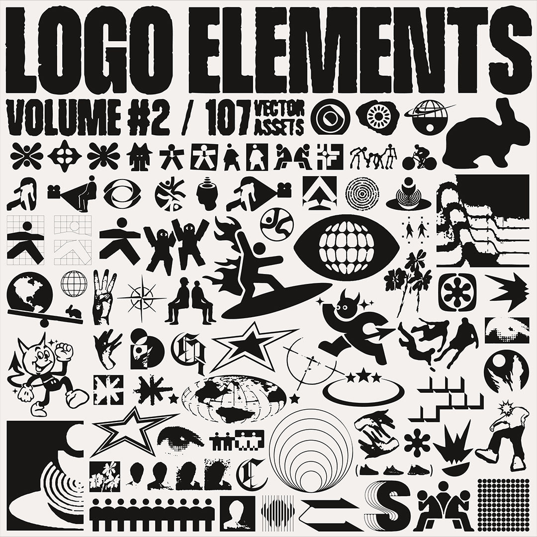 106款现代流行抽象Y2K矢量logo徽标AI图形设计套装Logo Elements Vol. 2 , 第9张