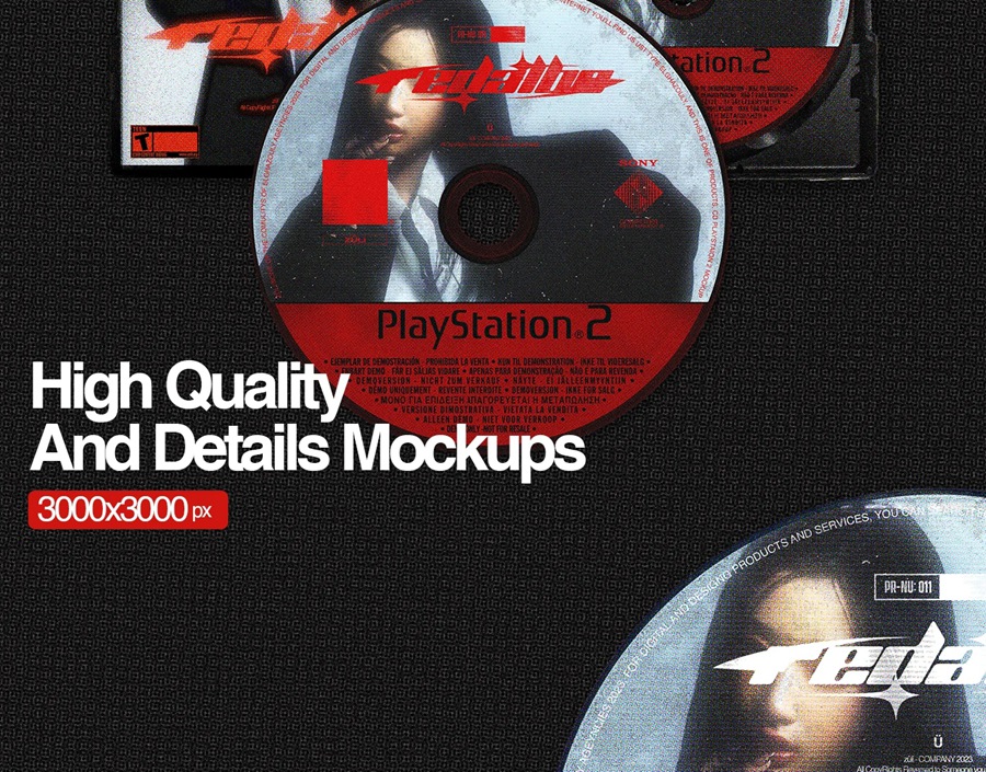 2款高精度复古质感CD光盘唱片音乐专辑包装盒塑料盒PSD样机套装PlayStation 2 CD Pack Mockup , 第1张