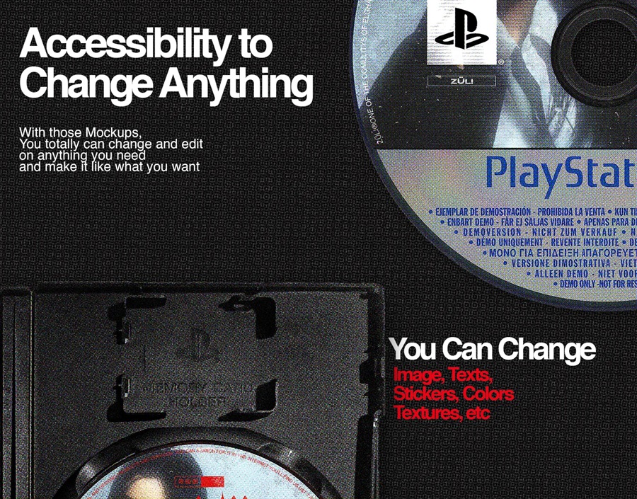 2款高精度复古质感CD光盘唱片音乐专辑包装盒塑料盒PSD样机套装PlayStation 2 CD Pack Mockup , 第2张