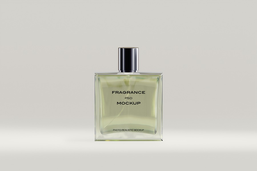 4款极简高档玻璃香水瓶标签包装盒纸盒PSD样机套装Glass Perfume Bottle Mockup , 第4张