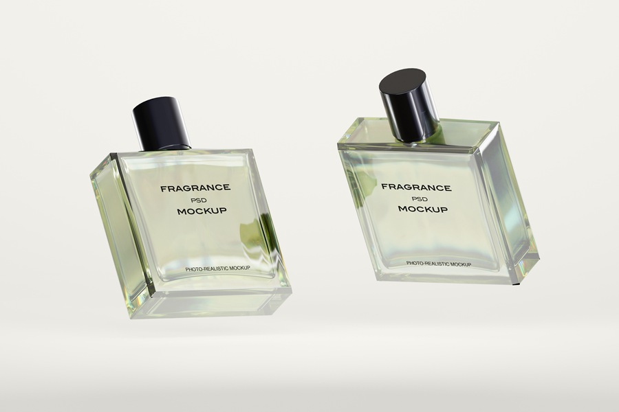 4款极简高档玻璃香水瓶标签包装盒纸盒PSD样机套装Glass Perfume Bottle Mockup , 第6张