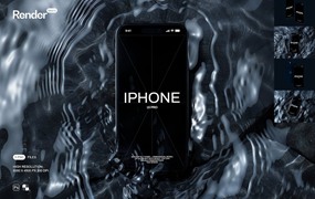5款极简工业风流水场景IPhone 15 Pro手机UI界面屏幕广告设计展示PSD样机套装iPhone 15 Pro Mockup Set